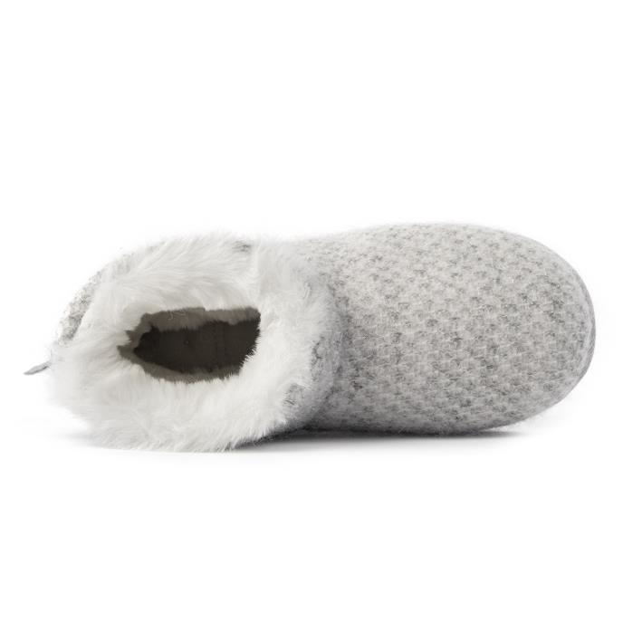 Isotoner® Ladies Sparkle Knit Boot Slippers Light Grey Extra Image 4